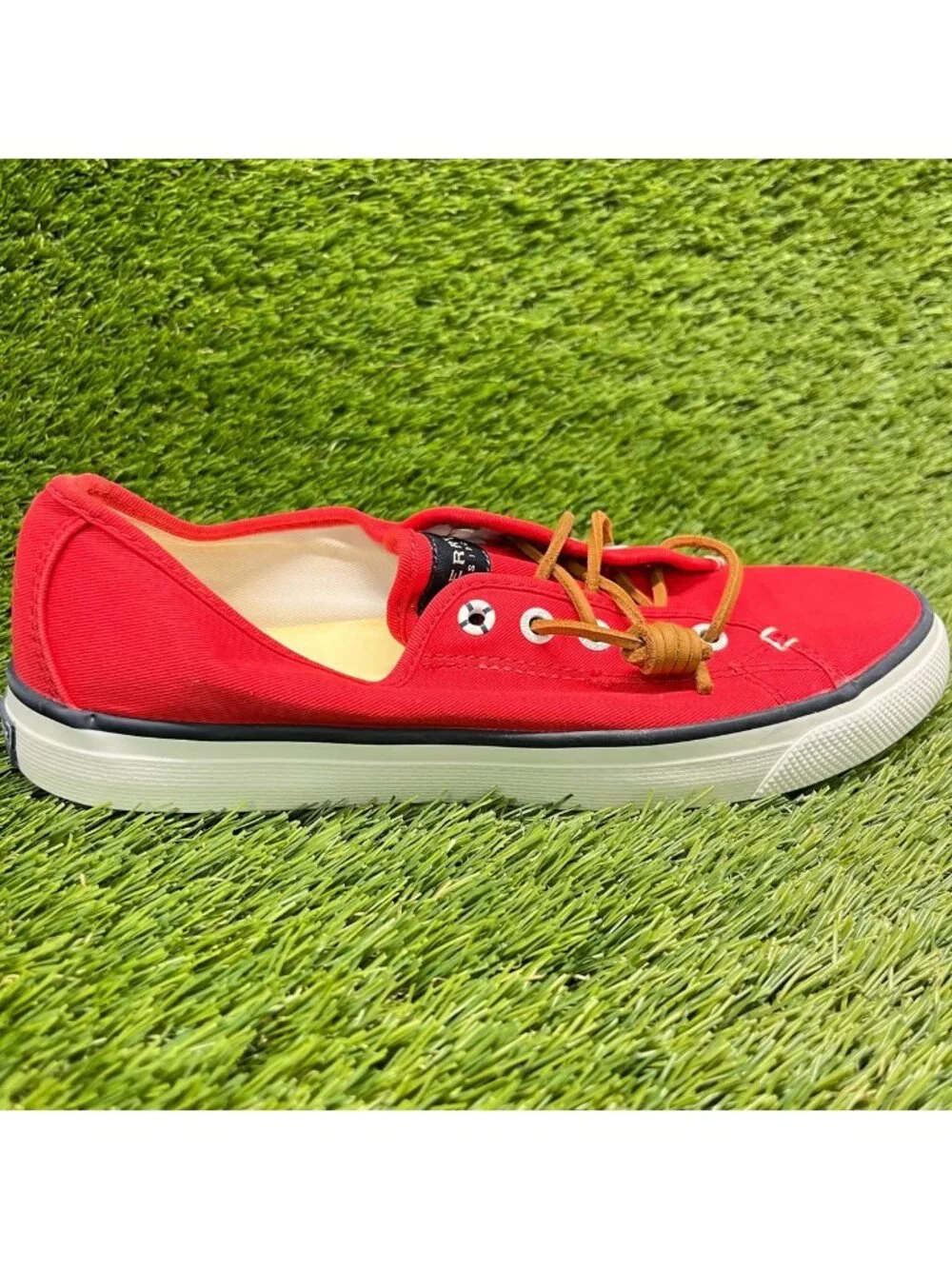 Sperry Top-Sider Seacoast Womens Size 8.5 Red Athletic Slip-On Shoes Sneakers